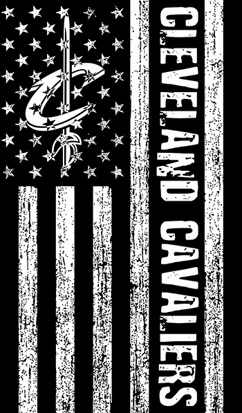 Cleveland Cavaliers Black And White American Flag logo iron on paper